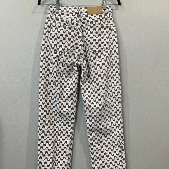 Cotton On High Rise Super Stretch Straight Leg Wavy Geometric Printed Jeans sz 4 - Picture 5 of 11